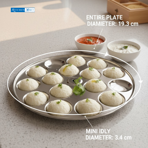 Premium SS deep mini idli steamer plate dishwasher safe 3.4cm cavities
