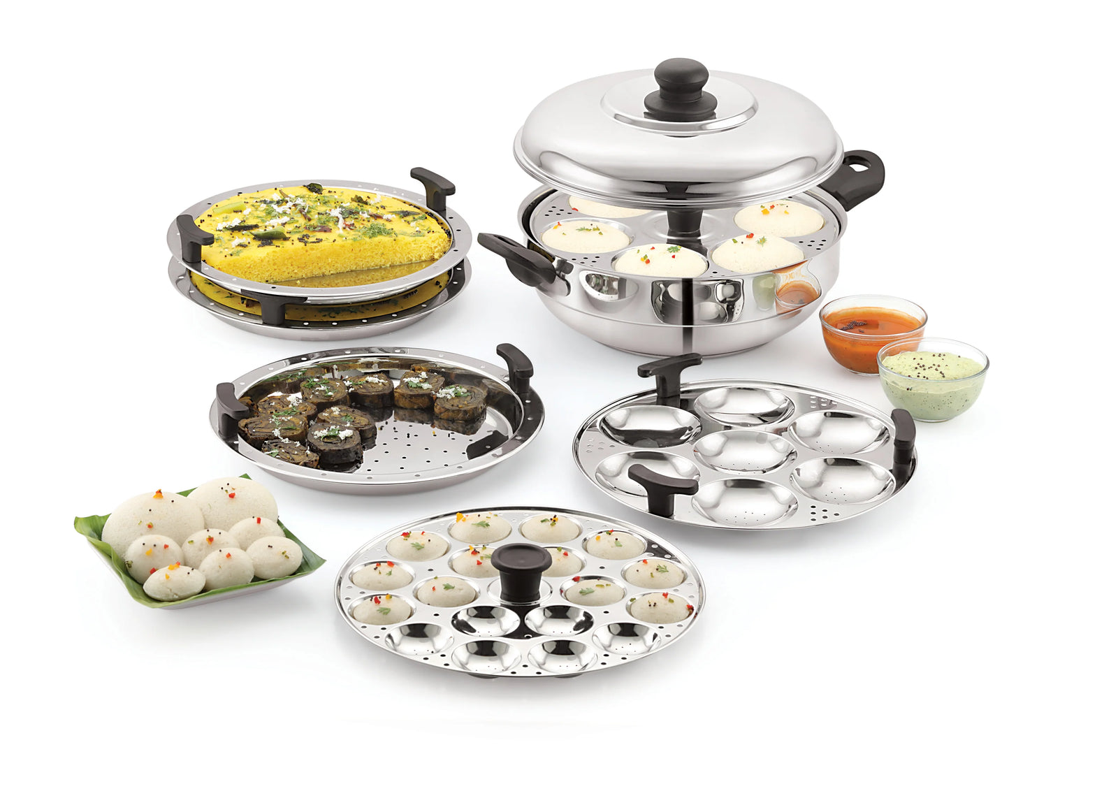 Embassy Sandwich Bottom Stainless Steamer Steamer for Idli, dhokla and mini idlies