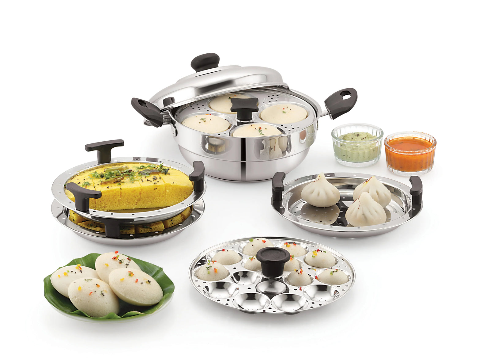 Embassy Sandwich Bottom Stainless Steamer Steamer for Idli, dhokla and mini idlies