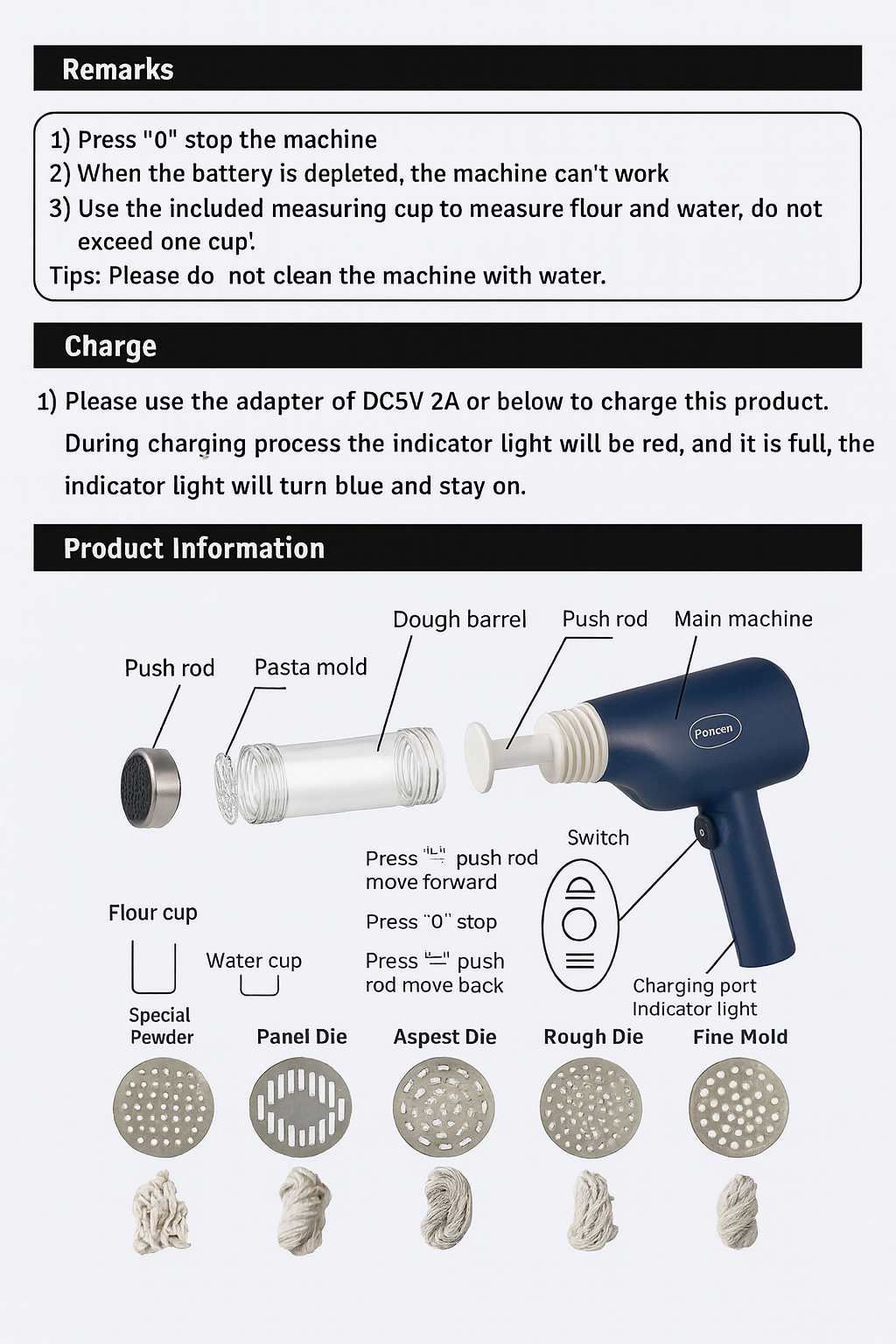 Pigeon 1500mAh battery noodle maker creating fresh pasta with interchangeable moulds