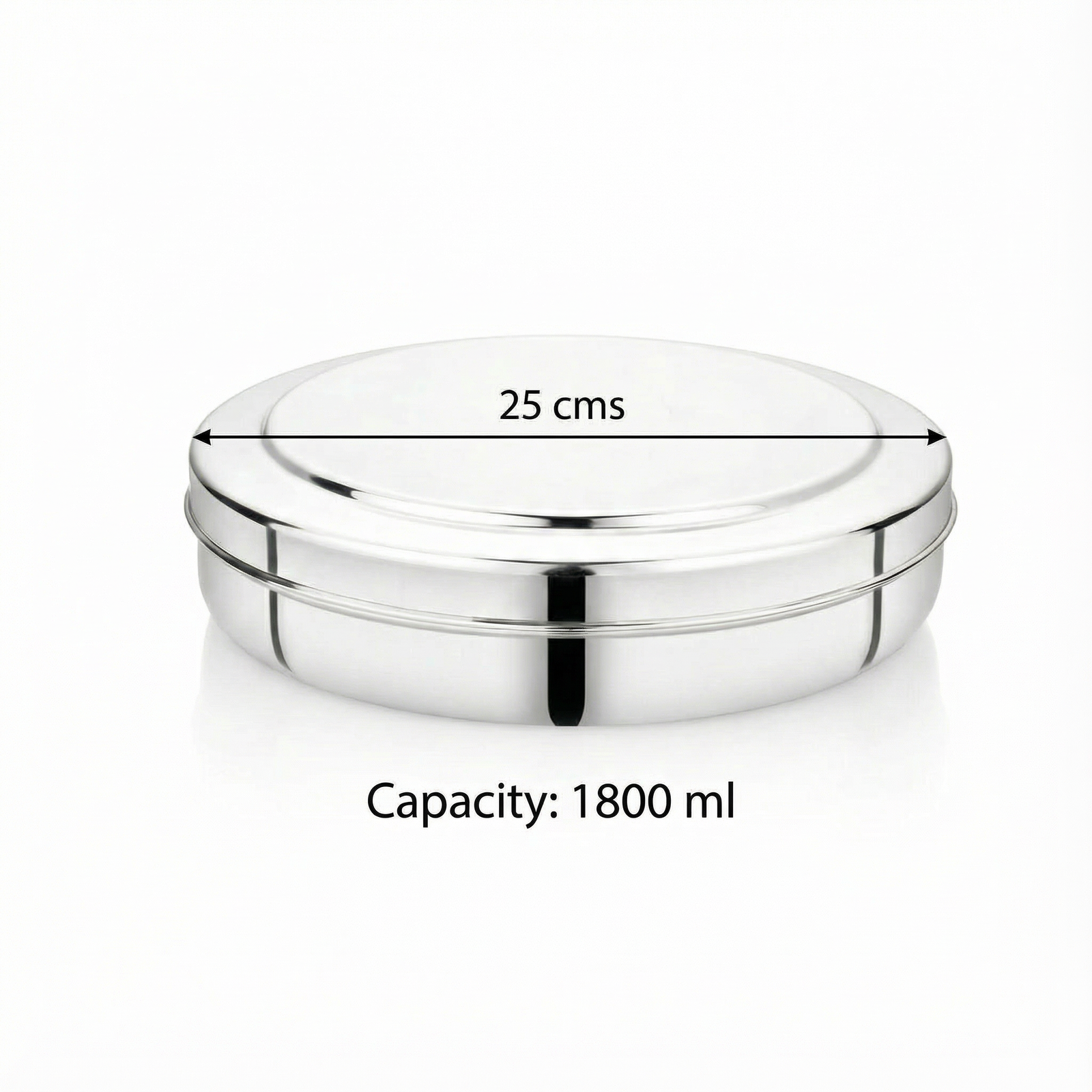 Premium food-grade steel papad container 1400ml 1800ml capacity circular design