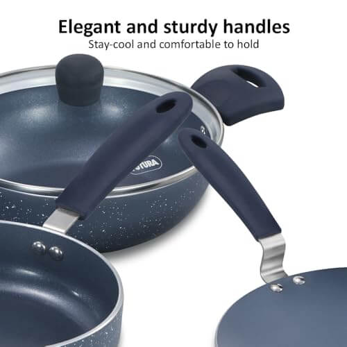 Hawkins Ceramic Nonstick 3-Piece Kitchen Gift Set - Deep Kadhai, Frying Pan, Tava