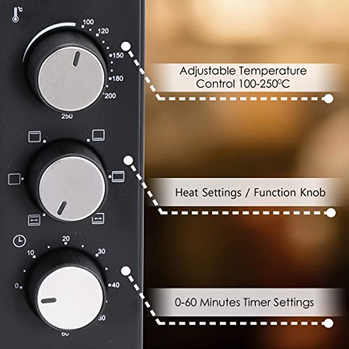 AGARO Marvel Oven Toaster Grill With Motorized Rotisserie & 5 Heating Modes (Black,25 Litres),1600 Watts,25 Liter