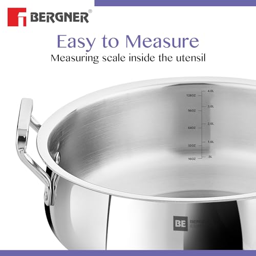 Bergner Essentials TriPly Biryani Handi with Lid, Induction & Gas Compatible