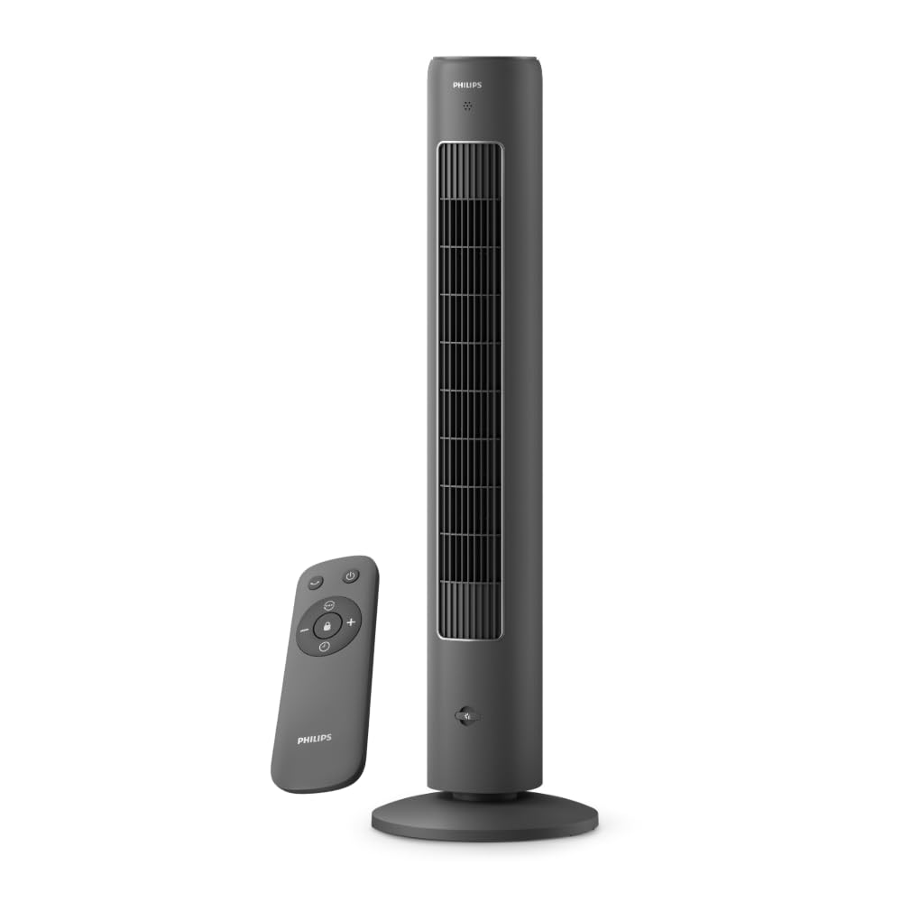Philips CX5535/11 black bladeless tower fan with remote control and touch panel