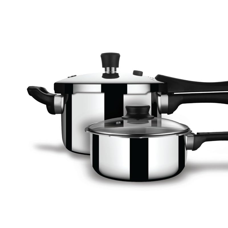 Stahl Xpress Triply Pressure Cooker Combo Set 2.5L &amp; 3L with Glass Lid