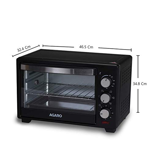 AGARO Marvel Oven Toaster Grill With Motorized Rotisserie & 5 Heating Modes (Black,25 Litres),1600 Watts,25 Liter