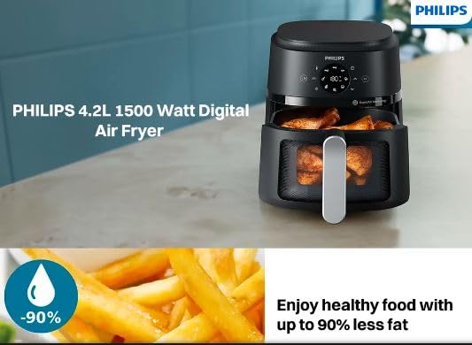 PHILIPS NA221/00 4.2L 1500 Watt Digital Air Fryer with Rapid Air Technology (Black) -NA221/00