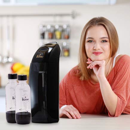 Mr. Butler Italia Soda Maker Black - Home Carbonation System with CO2 Cylinder & 500ml Bottle