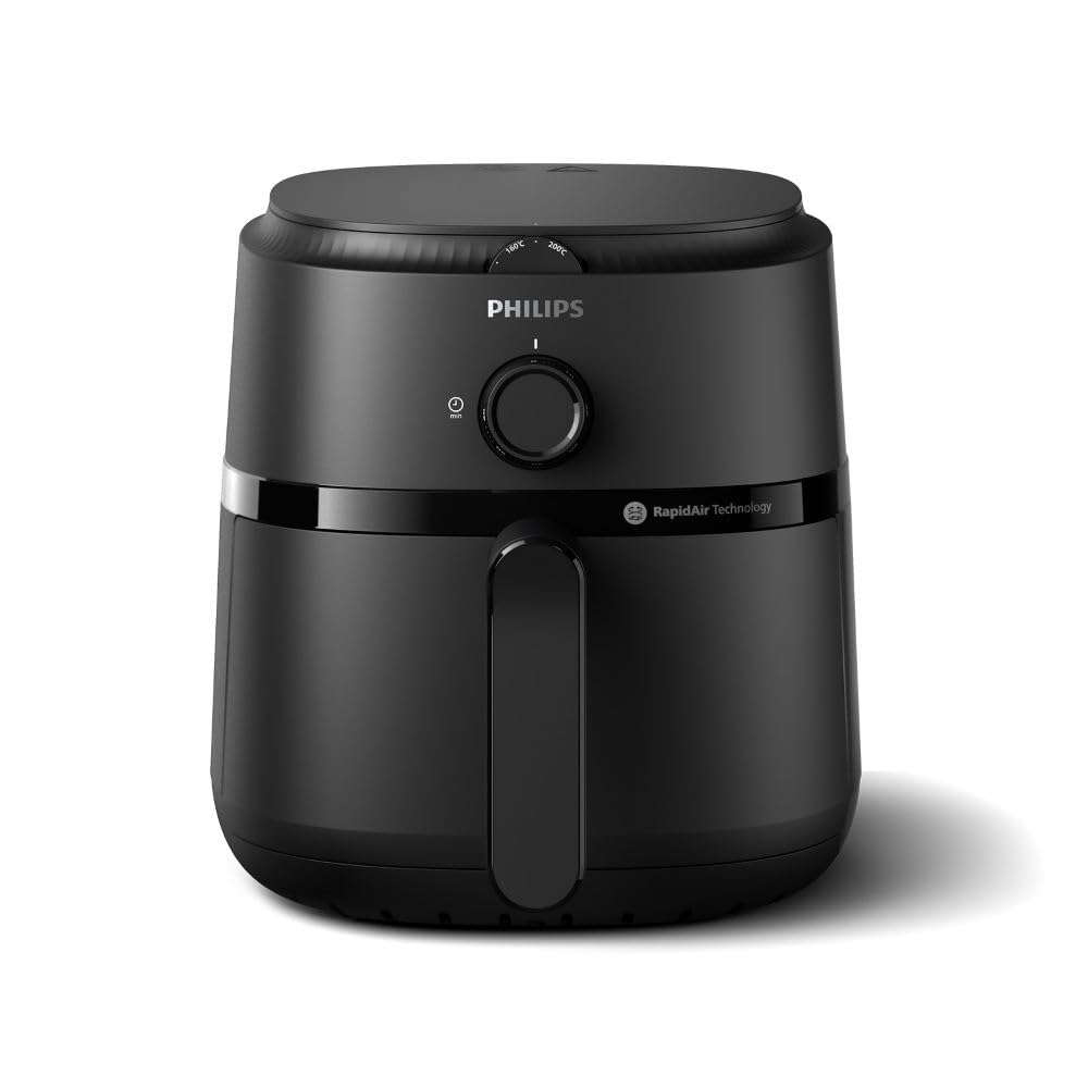 Philips Air Fryer NA120/00 black 4.2 liter with Rapid Air Technology on kitchen counter.