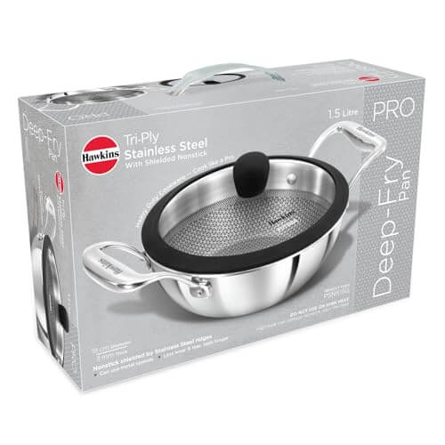PFOA-Free Nonstick Kadhai by Hawkins - Metal spatula safe