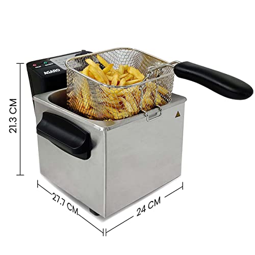 AGARO Marvel 1700-Watt Deep Fryer with 2-Litre Capacity & 3 Temperature Settings, Deep Fat Fryer (Silver)
