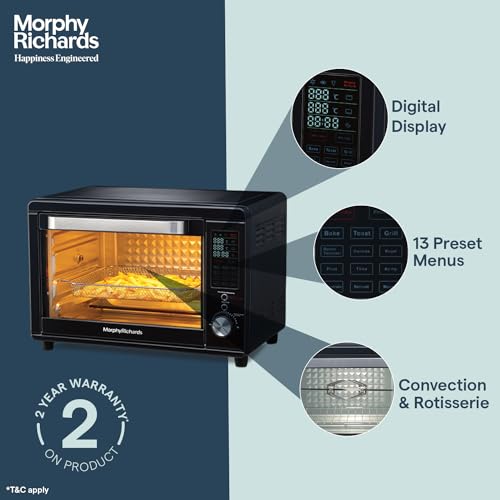 Morphy Richards 40 Litre Digital OTG Oven - Air Fryer, Rotisserie, Dehydrator, 13 Preset Menus (40RCAD DIGI)