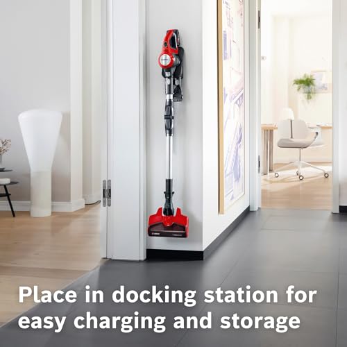 Bosch Unlimited 7 ProAnimal, Cordless Vacuum Cleaner with Rechargeable 3.0 Ah Battery and FlexTube, LED Lighting, 10 Year Motor Warranty, in Tornado Red