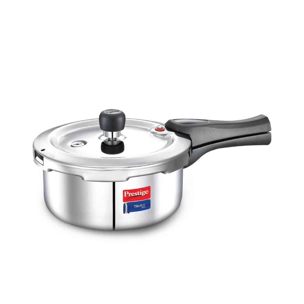Prestige Svachh Triply Induction Base Outer Lid Pressure Cooker - Deep Lid, Spillage Control, 5-Year Warranty
