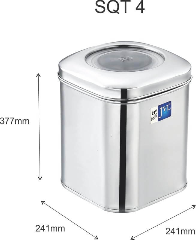JVL Square Tin with Transparent Lid | Premium Dry Storage Box for Kitchen