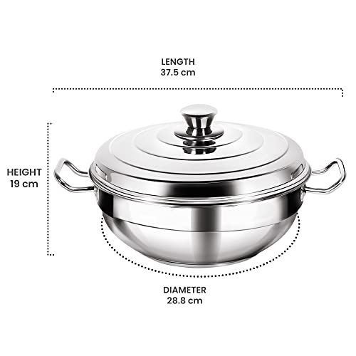 Milton Pro Cook Stainless Steel Multi-Kadhai with Lid, 26 cm