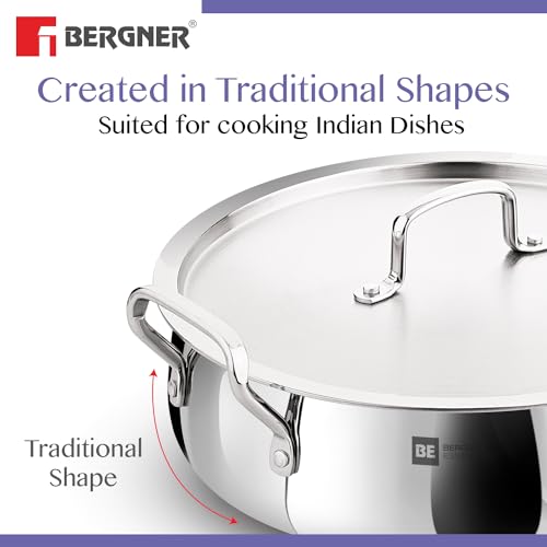 Bergner Essentials TriPly Biryani Handi with Lid, Induction & Gas Compatible