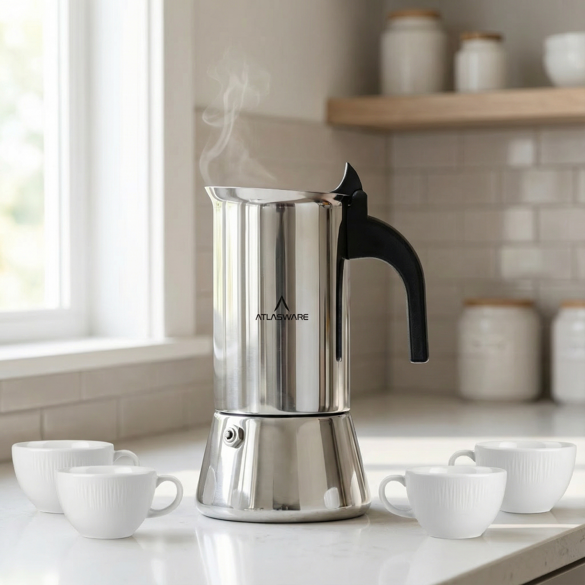 Atlasware Steel Coffee Maker Mocha 2/4/6/10 Cup | KitchenMart Atlasware Steel Coffee Maker Mocha 2/4/6/10 Cup | KitchenMart