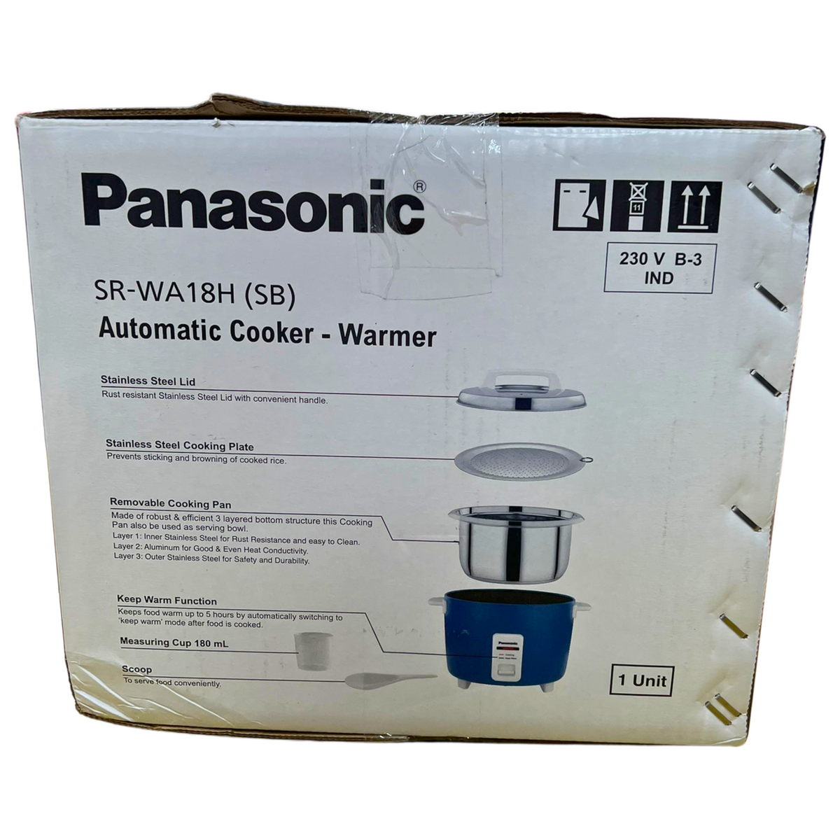 Panasonic SR-WA18H (SB) Automatic Rice Cooker - Sandwich Bottom Stainless Steel Inner Pot