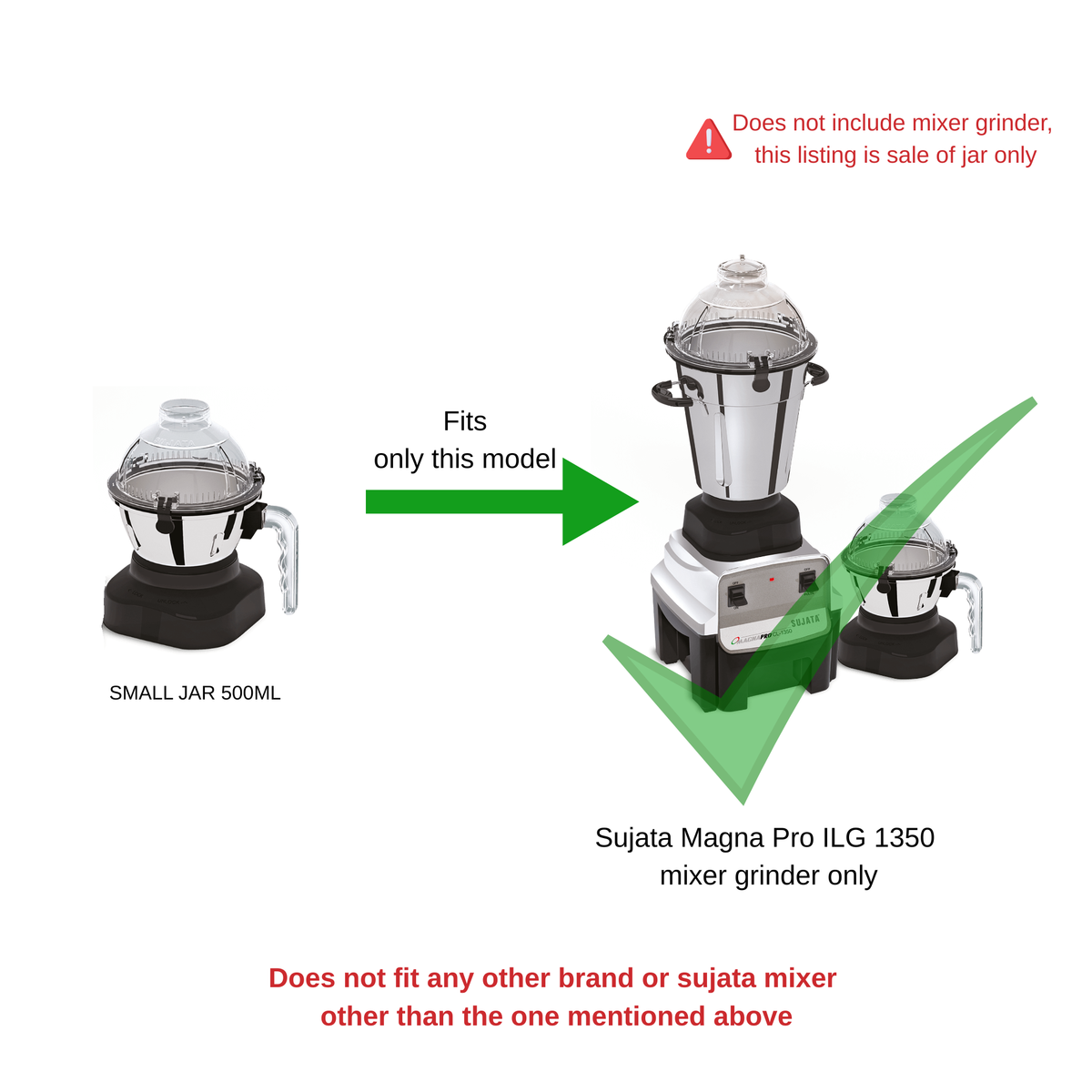 Replacement Stainless Steel Jar for Sujata Magna Pro Mixer Grinder