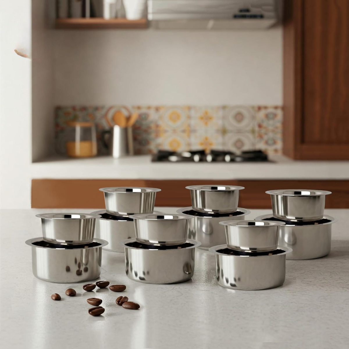 Kitchen Mart Stainless Steel Steel Coffee Tumbler with Dabra Set