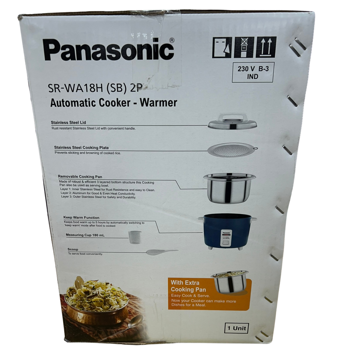 Panasonic SR-WA18H (SB) Automatic Rice Cooker - Sandwich Bottom Stainless Steel Inner Pot