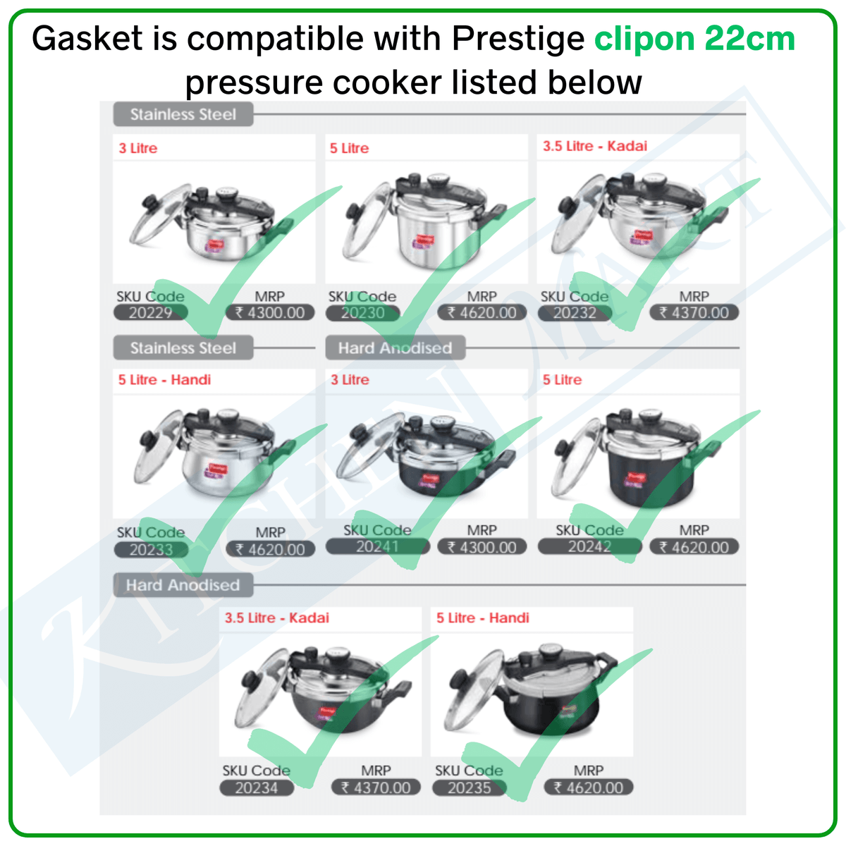 Prestige Gasket Replacement Seal Ring for 22cm Clipon Pressure Cookers