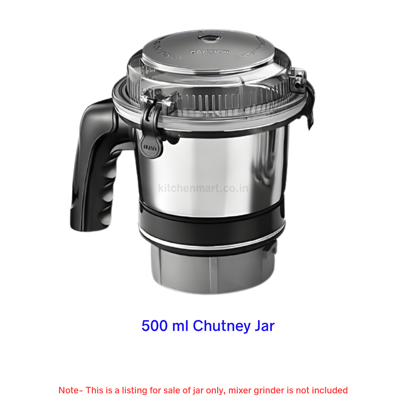 Sujata MG Series 500ml stainless steel chutney jar with lid and blade assembly for 1000W mixer grinder