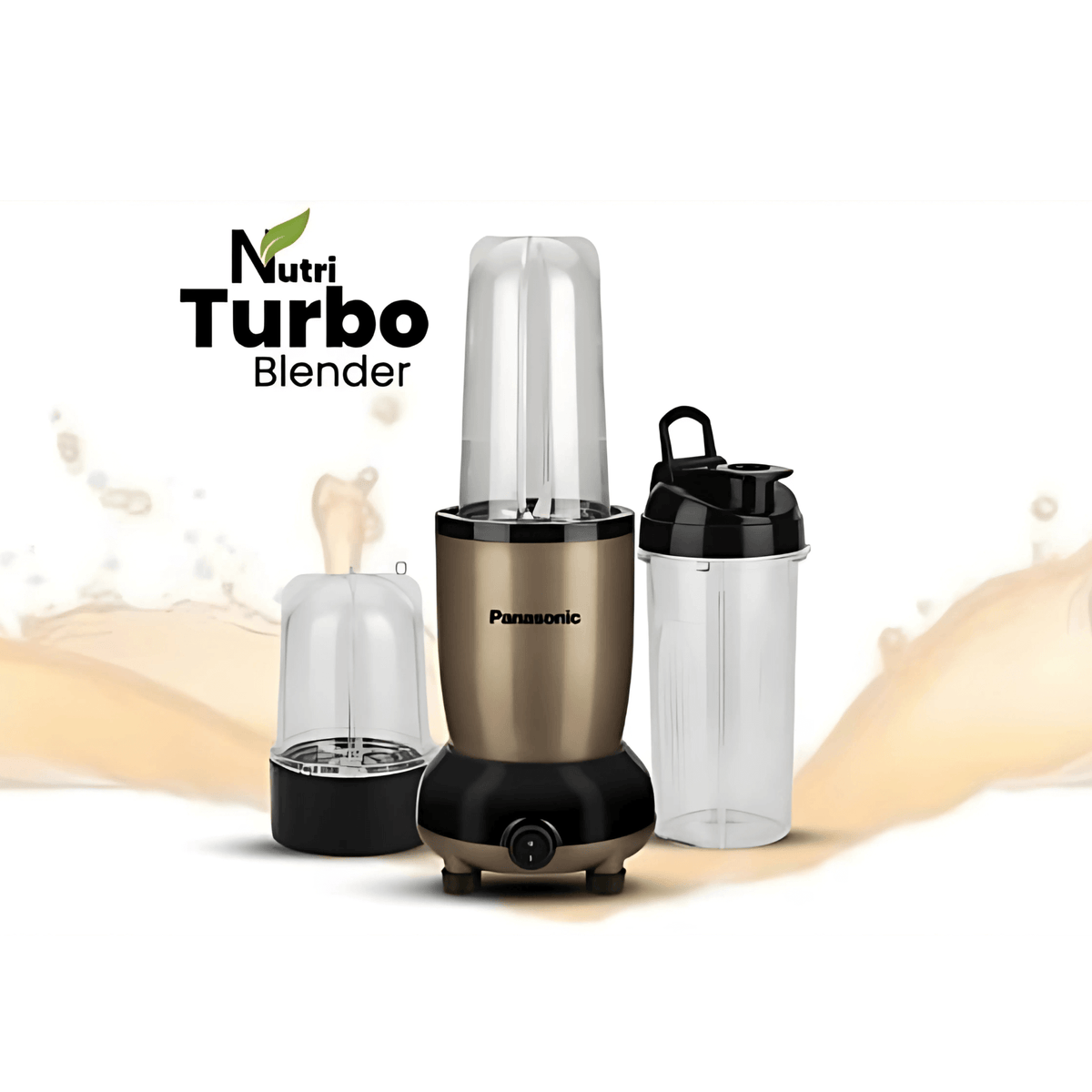 Panasonic Nutri Turbo Blender with two additional cups on a white background