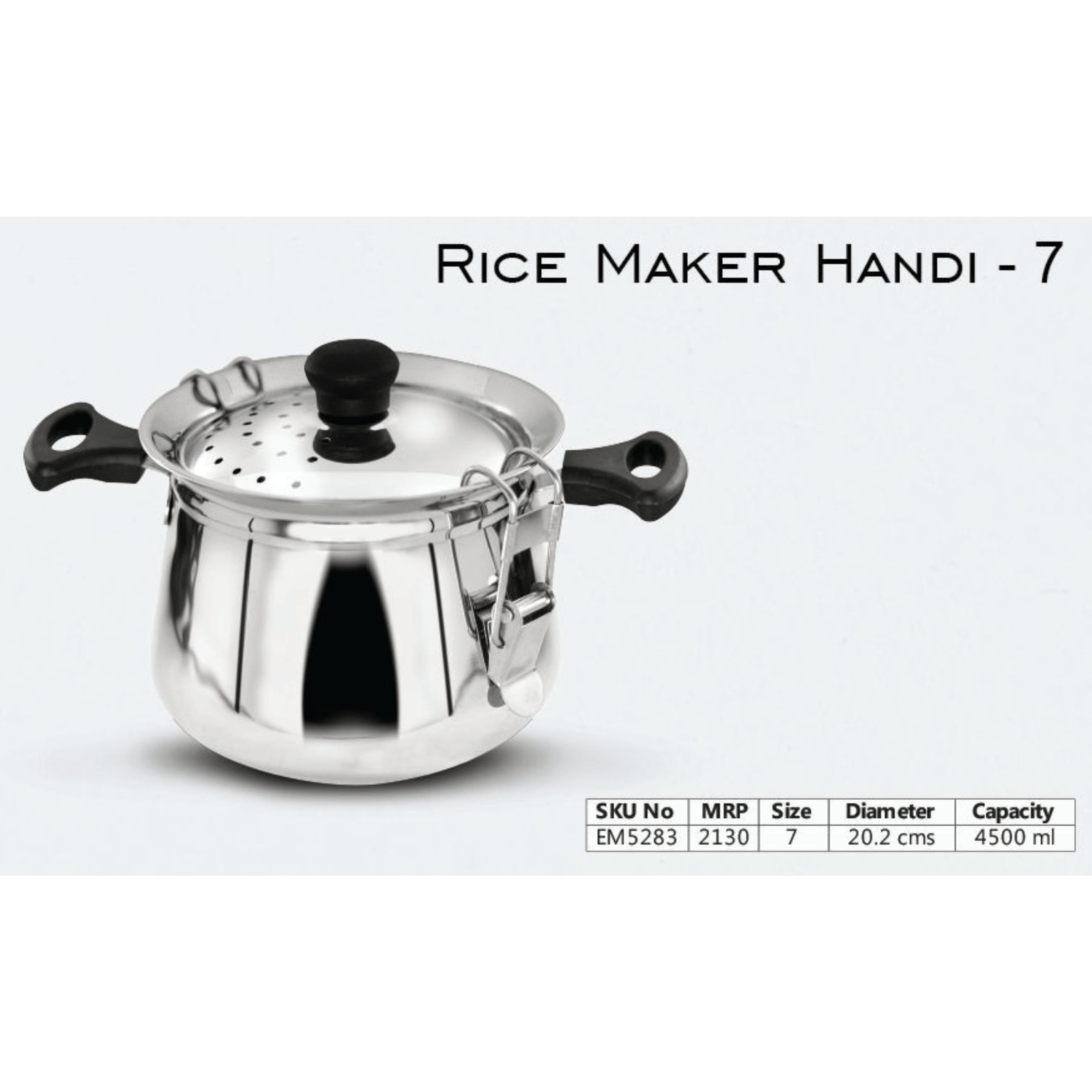 Kitchen Mart Stainless Steel Rice Maker Handi with perforated lid and ergonomic handles, ideal for cooking rice.