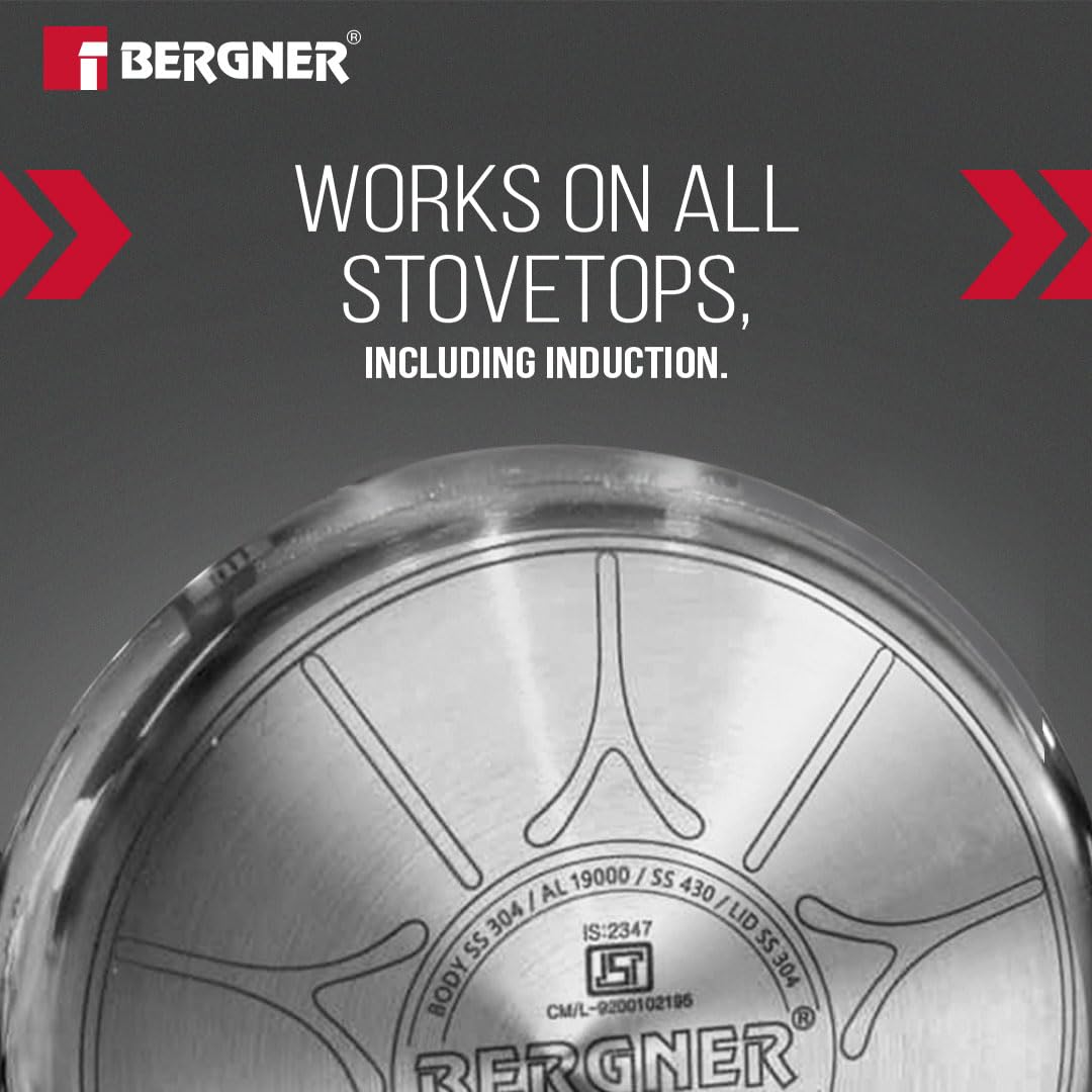 Bergner Argent Classic Triply Stainless Steel Pressure Cooker - Premium Quality