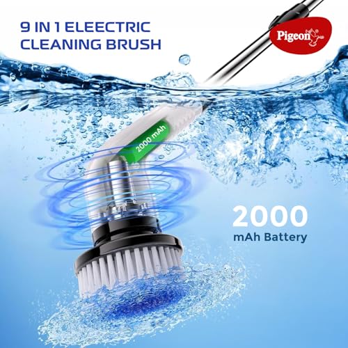 Cordless rechargeable electric scrubber with multiple brush heads for versatile home cleaning