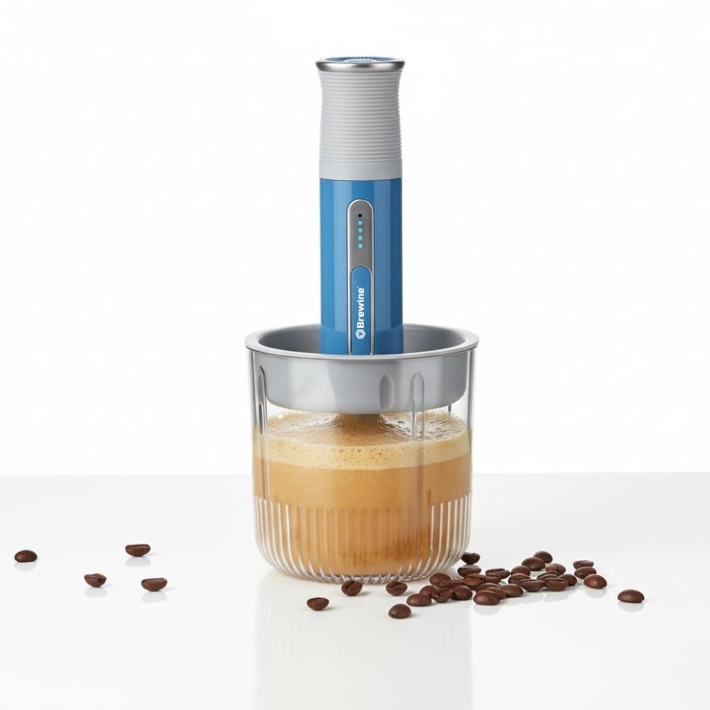 Electric vegetable processor with 400ml capacity on anti-skid base showing glass bowl with raw meat and mini bowl with chopped ingredients