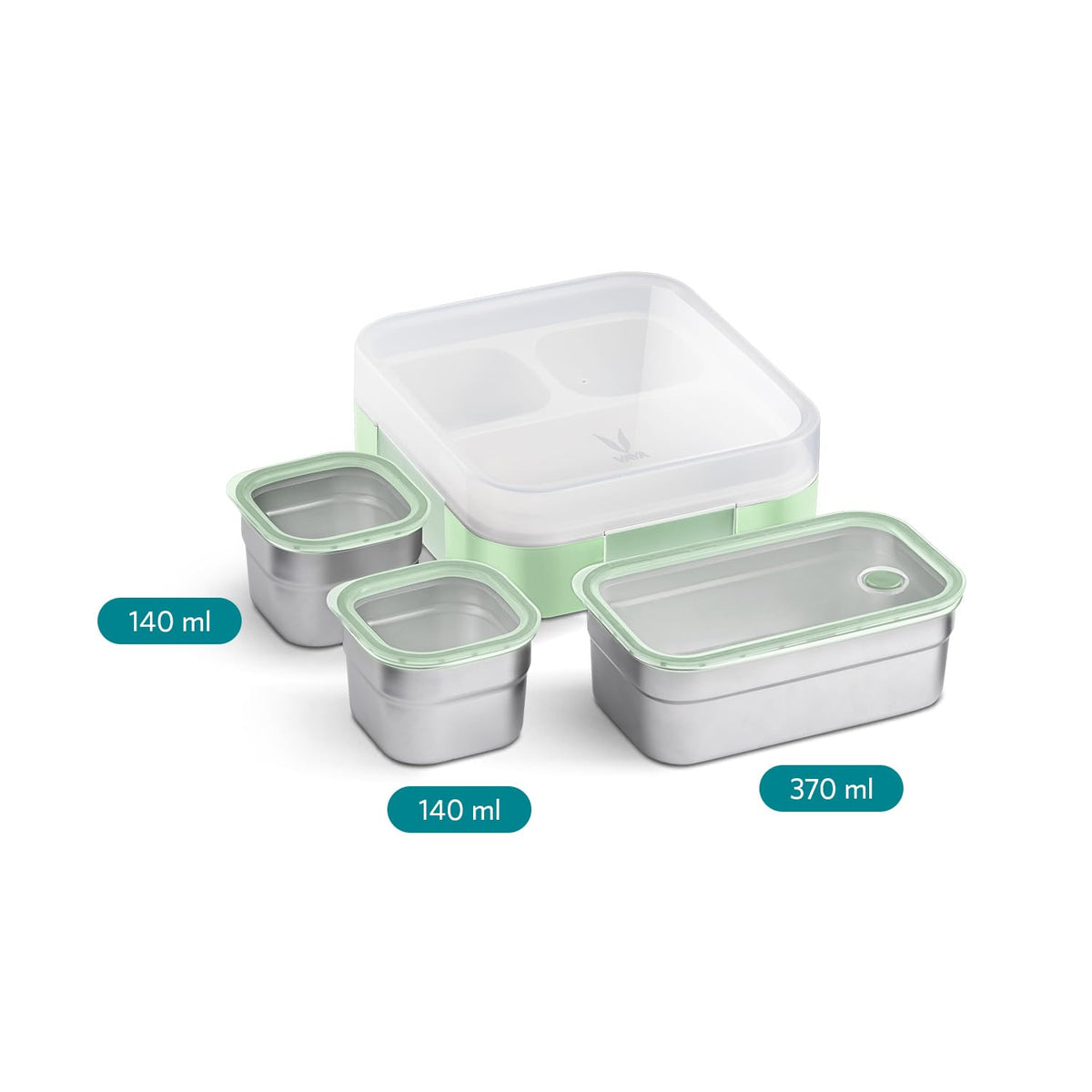 VAYA TYDBYT Stainless Steel Bento Lunch Box with 3 Leakproof Compartments – Perfect for Kids, Office & School