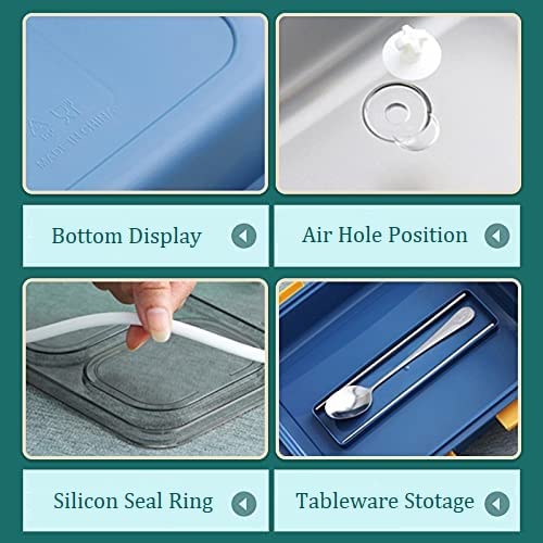 Lunch Box Compartment Stainless Steel with Spoon, for School, Lunch Box for Kids, Lunch Box for School & Office with a Fork, a Spoon and a Pair of Chopsticks