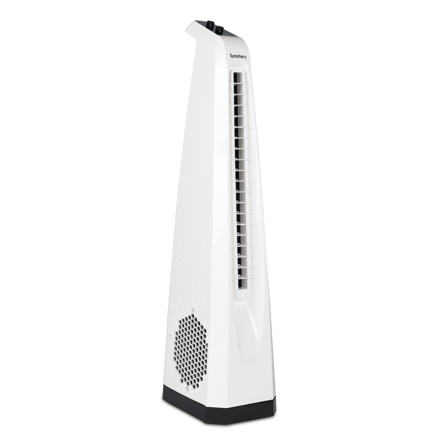 Symphony Surround High Speed Bladeless Technology Tower Fan for Home With Swivel Action, Dust Filter, and Low Power Consumption (White)
