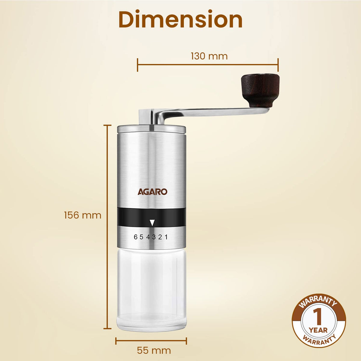 Stainless Steel Body and Ceramic Burr of AGARO Elite Grinder