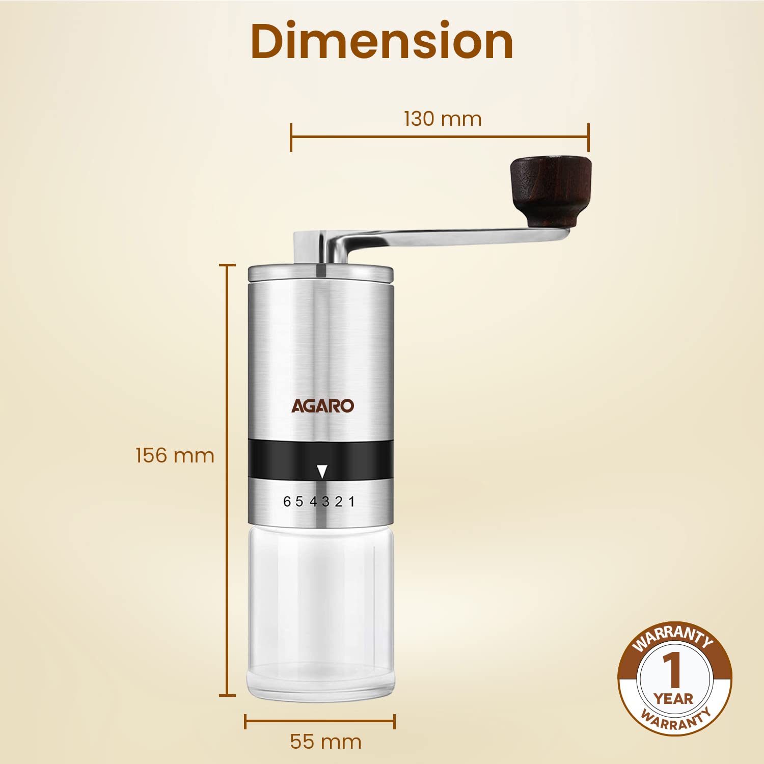AGARO Elite Manual Coffee Grinder - Front View