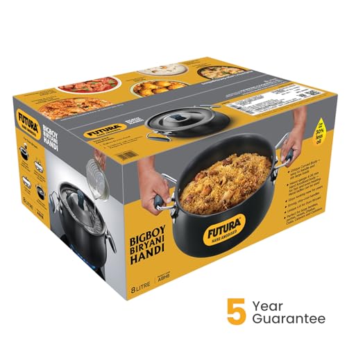 Large capacity biryani pot with ceramic coating and fiberglass handles