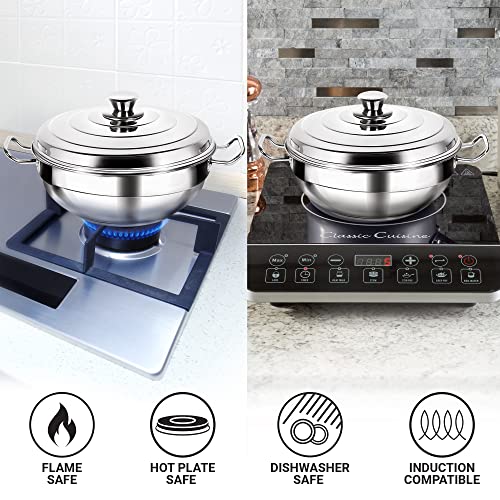 Milton Pro Cook Stainless Steel Multi-Kadhai with Lid, 26 cm