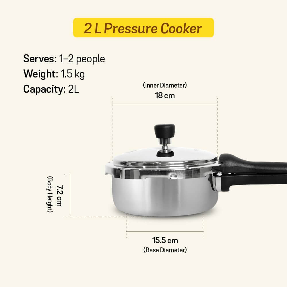 Premium stainless steel pressure cooker combo by Meyer with traditional whistle system