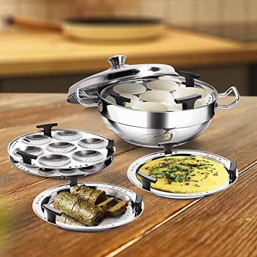 Milton Pro Cook Stainless Steel Multi-Kadhai with Lid, 26 cm