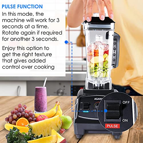 AGARO Grand Professional Blender/Grinder/Mixer, 2000 watts, 2 Litres BPA Free Jar, Commercial heavy duty blender, High Power & Speed Blender, 100% Copper Motor, Pulse Function, 8 Leaf SS Blade