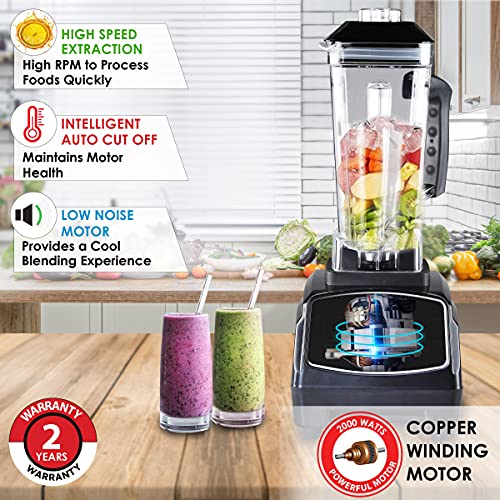 AGARO Grand Professional Blender/Grinder/Mixer, 2000 watts, 2 Litres BPA Free Jar, Commercial heavy duty blender, High Power & Speed Blender, 100% Copper Motor, Pulse Function, 8 Leaf SS Blade