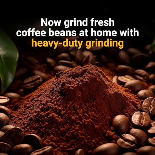 Freshly ground coffee beans with heavy-duty grinding for home use, highlighting rich texture and aroma.
