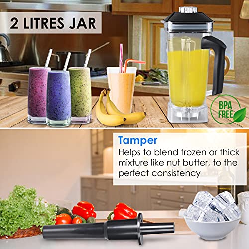 AGARO Grand Professional Blender/Grinder/Mixer, 2000 watts, 2 Litres BPA Free Jar, Commercial heavy duty blender, High Power & Speed Blender, 100% Copper Motor, Pulse Function, 8 Leaf SS Blade