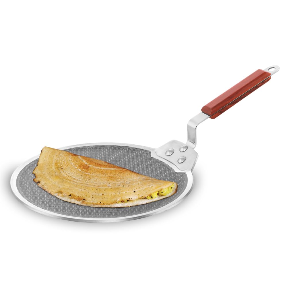 Hawkins 30cm triply nonstick dosa tava with rosewood handle and stainless steel shielded coating