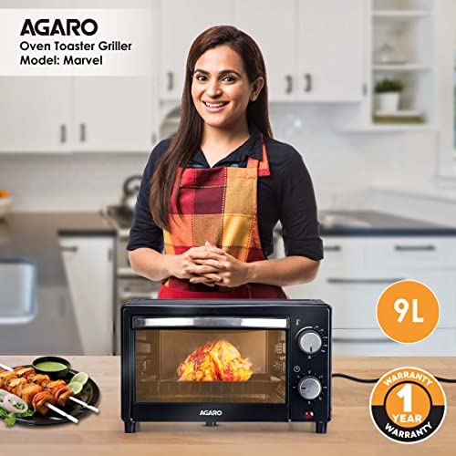 AGARO Marvel 9 Liters Oven Toaster Griller,Cake Baking Otg (Black),800 Watts