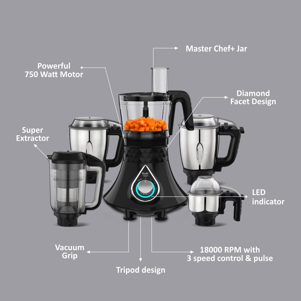 Preethi Zodiac Cosmo MG 236 Mixer Grinder 750W with 5 Jars & Master Chef+ Food Processor